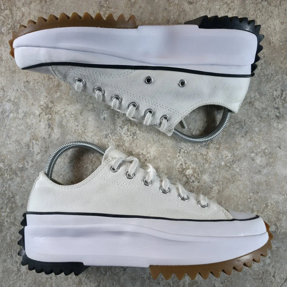 Converse Run Star Hike Low Top White Canvas Platform Sneakers 168817C Womens 8 - Picture 4 of 9